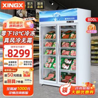 星星 冷冻展示柜风冷无霜双开门冷冻商用展示柜超低温-18℃速冻食品陈列柜 LSD-810WD