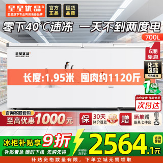 星星 700升单温冰柜商用冷藏冷冻两用卧式冰箱大容量雪柜速冻保鲜柜节能-40℃冷冻柜BD/BC-700C/U