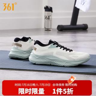 361° 运动鞋男鞋云步春夏季网面透气舒适软弹慢跑步鞋子男 672422210-3 羽毛白/浅烟绿
