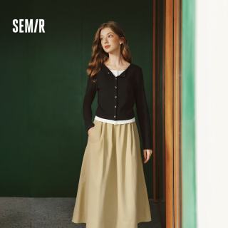 森马 半身裙女春季松紧腰纯色A字伞裙遮胯百搭女士气质慵懒风长裙