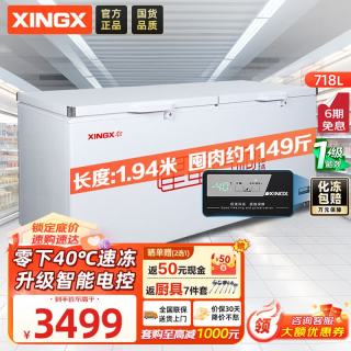 星星 718升单温冰柜商用冷藏冷冻两用卧式冰箱商用大容量保鲜速冻雪柜-40℃冷冻柜BD/BC-718GD