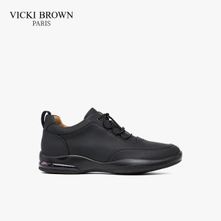 未毕（VICKI BROWN）法国品牌VB男鞋防滑商务休闲鞋减震皮鞋舒适轻盈鞋男 黑色 39 (245mm) 欧码