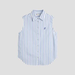 GANT 春夏女士纯棉条纹衬衫无袖休闲百搭衬衣 426-蓝色 XL
