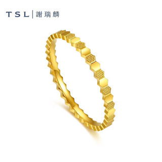 谢瑞麟 5G工艺蜂巢素圈黄金戒指 YS507 13号 约1.7g