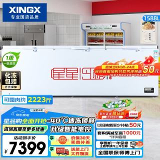 星星 1588L商用冰柜 大容量冰箱冷藏冷冻柜 电控保鲜单温大容积卧式减霜冷柜 BD/BC-1588GD