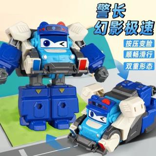 Anby families 儿童百变校巴车警车变形玩具车3-6岁男孩汽车模型男女孩生日礼物