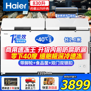 海尔 冰柜商用冷柜 830升 一级能效丨零下40°丨约2.2米长