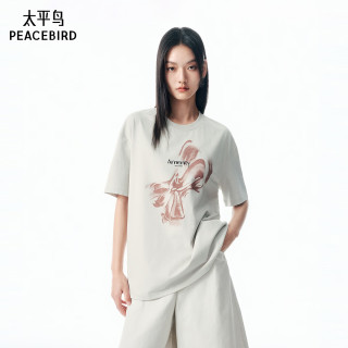 太平鸟 女士蝴蝶结纹样短袖T恤 A1CNF3P38