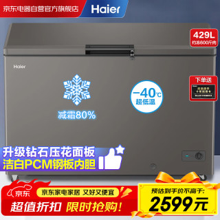 海尔 429升冰柜大容量冷柜-40度超低温深冷速冻400升以上卧式冷柜一级能效节能冷冻柜BC/BD-429GHPC