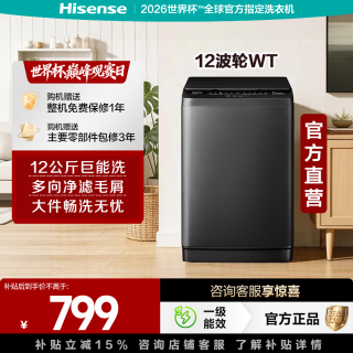 海信 12KG全自动波轮洗衣机12WT大容量 26min快洗
