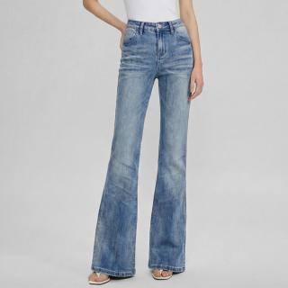 DKNY 女士修身高腰微喇牛仔裤