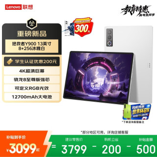 联想 Y900 13.0英寸 平板电脑（3840*2560、骁龙8 至尊版、8GB、256GB、WiFi版、冰魄白、TB522FU）