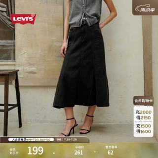 Levi's 美式复古牛仔半身裙 黑色 S(26)