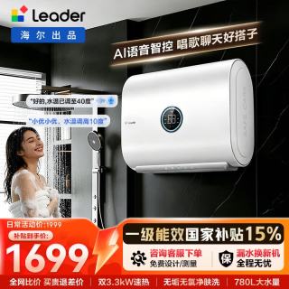 海尔 Haier）热水器扁桶电热水器懒人系列超薄双胆家用变频速热一级
