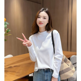 半高领打底衫女宽松内搭秋冬新款韩版高级感显瘦大码长袖加绒上衣