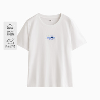 茵曼 2026夏新款女T恤短袖纯棉休闲刺绣圆领宽松时尚爆款百搭