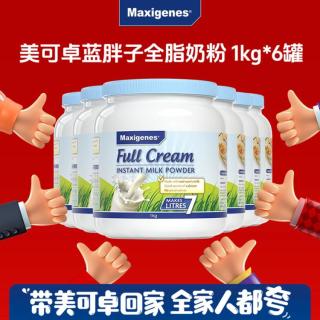美可卓 全脂高钙奶粉 1kg*6罐