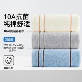 洁丽雅 100%纯棉毛巾素色亲肤柔软不易掉毛擦脸巾男女家用蓬松全棉洗脸巾