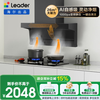 Leader 抽吸排油烟机懒人自清洁顶侧双吸26风量1000pa变频家用9762+BE6烟灶套装