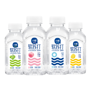 小趣 苏打水饮料果汁四款组合330ml*24瓶原味 柠檬味 蜜桃味 青提味