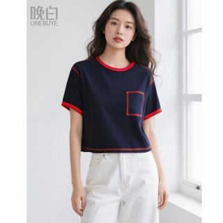 晚白 短款t恤  女