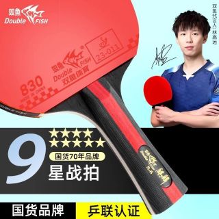 双鱼 乒乓球拍2支精品九星级 高弹耐打专业比赛训练成品横直拍赠双鱼训练球3颗+加厚护边+防尘膜