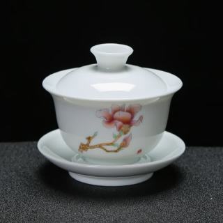 景盏 羊脂玉盖碗德化白瓷茶具