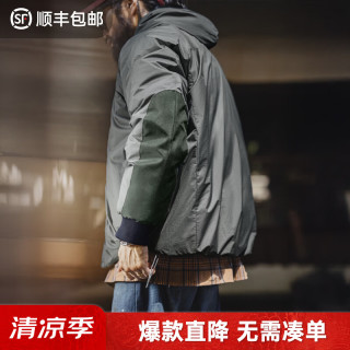 马登 工装美式N3B派克服男士短款棉服秋冬山系夹克外套休闲连帽棉衣男 深灰色 L