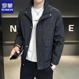 罗蒙 男士暗花夹克 商务休闲工装外套