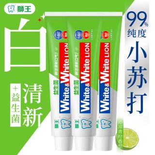 狮王 小苏打国产牙膏  狮王牙膏  含氟牙膏 益生菌小苏打沁凉青柠 120g*3支