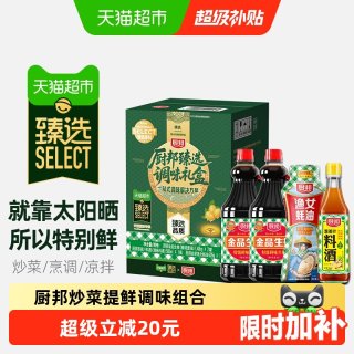 移动端、88VIP：厨邦 金品生抽1.48kg*2+金装渔女蚝油605g+葱姜汁料酒500ml调味品