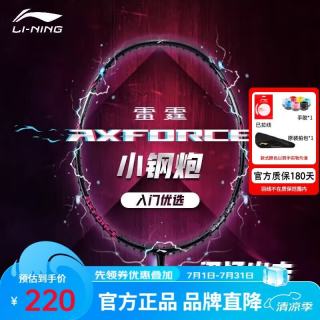 李宁 羽毛球拍雷霆小钢炮穿线单拍进攻型入门拍5U穿线AYPT307 黑色 5U  穿线