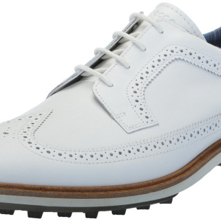 ECCO 爱步 男士 Klassische Hybrid-flügelspitze, Wasserabweisend 高尔夫球鞋 White Opulenter Garten 43 EU