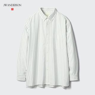 优衣库 484905 牛津纺宽松条纹长袖衬衫 乳白色 2XL