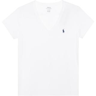 RALPH LAUREN 女款纯色Logo刺绣V领短袖T恤