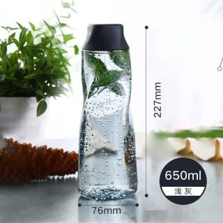 LOCK&LOCK 冰峰杯运动水杯大容量塑料杯男女学生个性户外便携健身水壶喝水杯 灰色 650ml