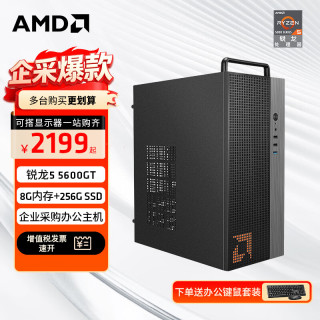 AMD 锐龙R5 5600GT商用办公家用网课财务设计台式电脑游戏主机DIY组装机电脑办公套件 配置