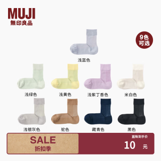 無印良品 MUJI 女式 使用具有光泽感的棉线编织合脚直角短袜袜子 DAJ65C4S 浅蓝色 23-25cm/36-40码