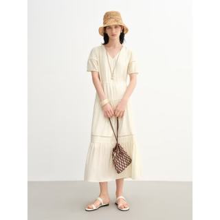 独束 大码女装法式设计感连衣裙夏新款微胖mm梨型身材蛋糕裙