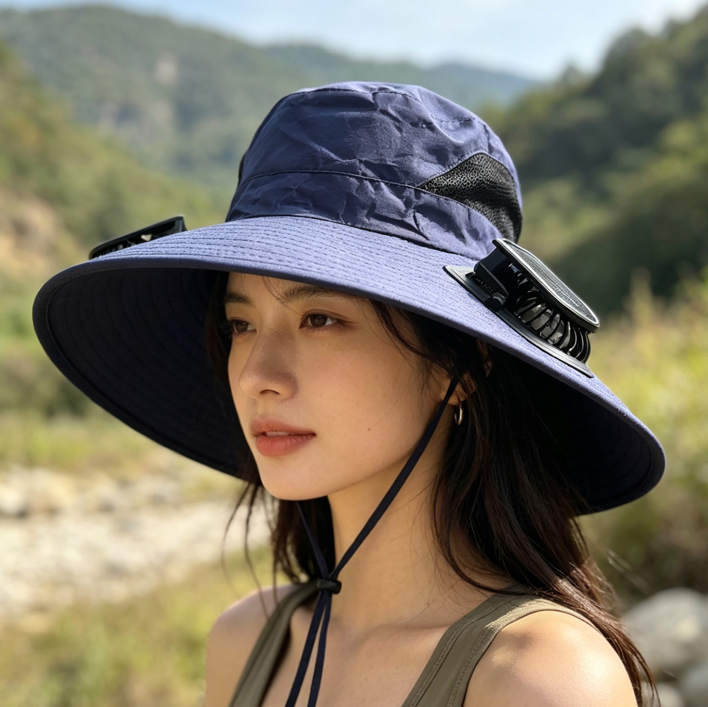 简丽莎 可充电风扇大檐遮阳帽