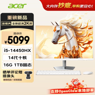 宏碁 非凡GO 2k屏主机一体台式机电脑办公家用27英寸（intel I5-14450HX 16G+1T）定制版