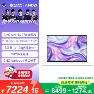 机械革命 星耀15(AI9 HX 470 32G 1T 2.5K OLED 165Hz 100%DCI-P3)白 办公笔记本电脑轻薄游戏本