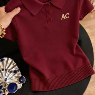 时尚休闲polo领短袖t恤女2026夏季新款轻奢大码女装显瘦针织上衣
