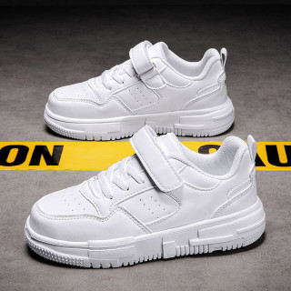 品质优选童鞋儿童小白鞋男童2025新款春季皮面女童白色板鞋子学生