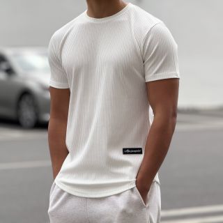 2026美式条纹纯色健身短袖男士修身速干弹力运动T恤训练夏季高弹