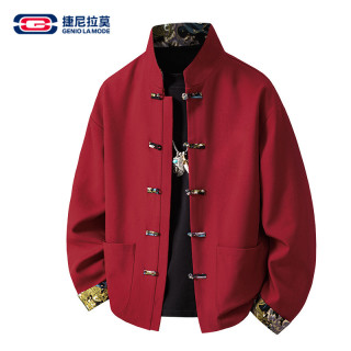 GENIOLAMODE GENIO LAMODE捷尼拉莫中国风加棉夹克唐装立领宽松复古夹克外套男