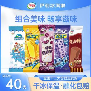 百亿补贴：伊利 冰工厂蜜桃蓝莓棒冰克力棒奶提子大布丁组合装