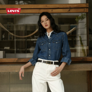 Levi's 男士经典宽松牛仔衬衫 中蓝色 M