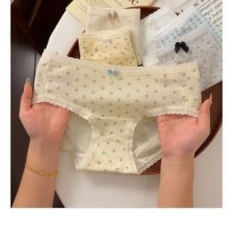 有只绵 5条A类加长裆甜美碎花内裤女生中腰10A抗菌包臀透气短裤三角裤头 混色组合 5条 XL 110-130斤