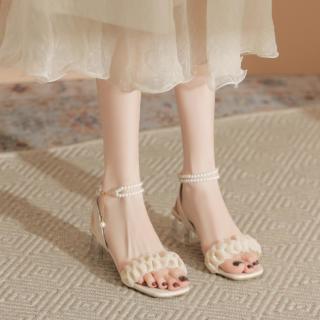 则则 百搭后空凉鞋一字带女士凉鞋粗跟凉鞋时尚夏季女凉鞋